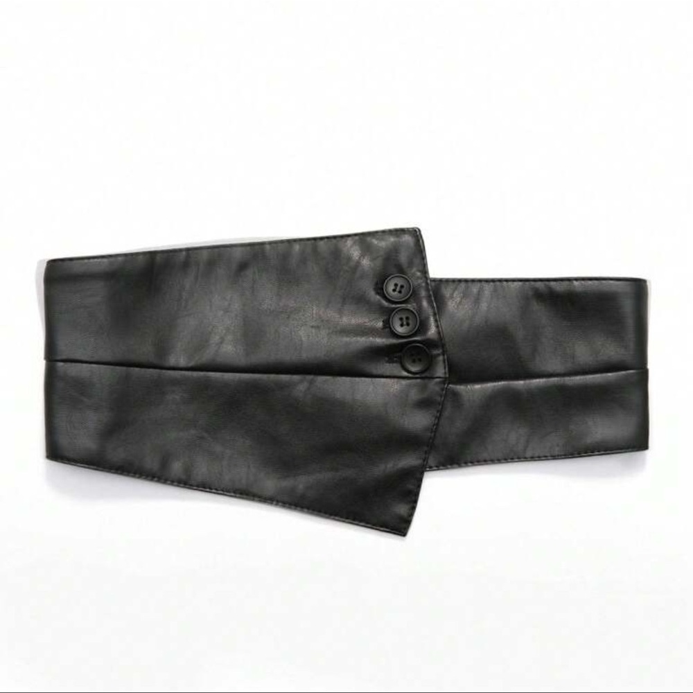 Vegan Leather Wide Corset Assymetrical Belt in Light Brown - Picture 9 of 12